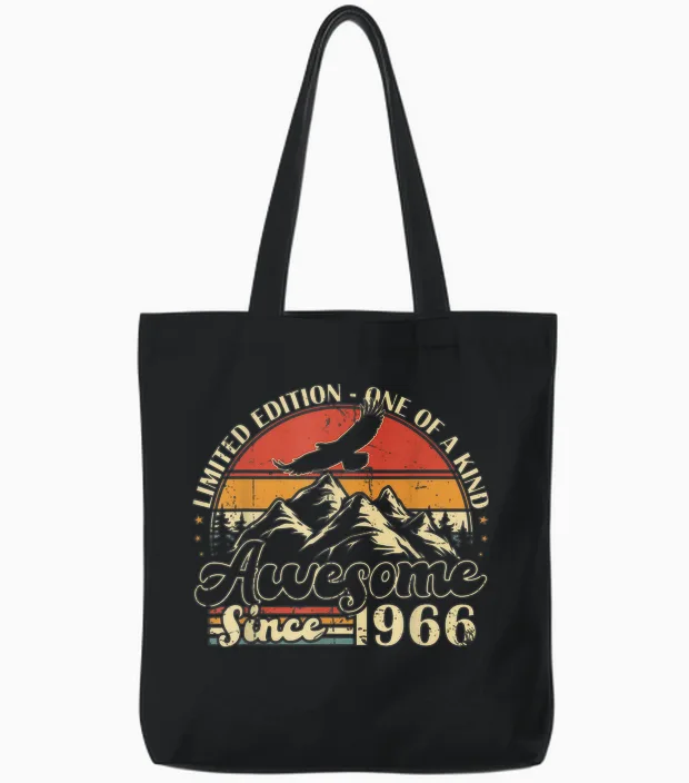 Vintage 1966 Retro 60th Birthday Gift Man Woman Tote Bags in Black