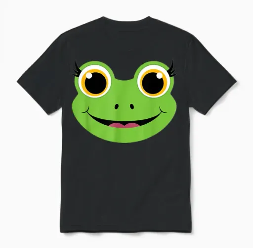 Frog Costume Fancy Dress Carnival T-Shirt, Green Unisex T-Shirt in Black