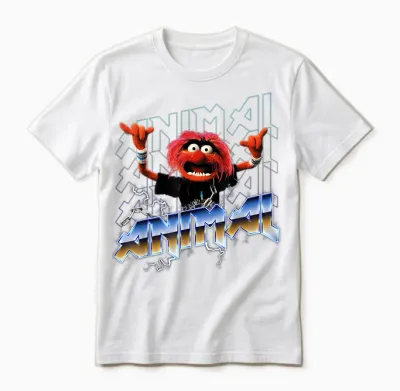 Disney the Muppets Animal Vintage Rock Metal Unisex T-Shirt - White