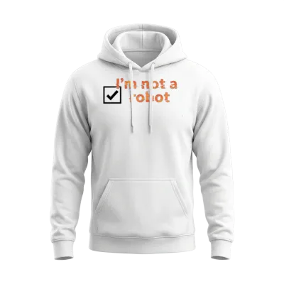 Humanity Logo: I’m Not a Robot Unisex Hoodie - White