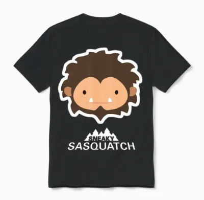 Sneaky Sasquatch Head Unisex T-Shirt - Black