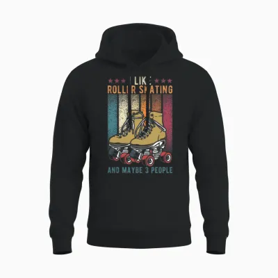 Rollerskating Retro Unisex Hoodie - Black