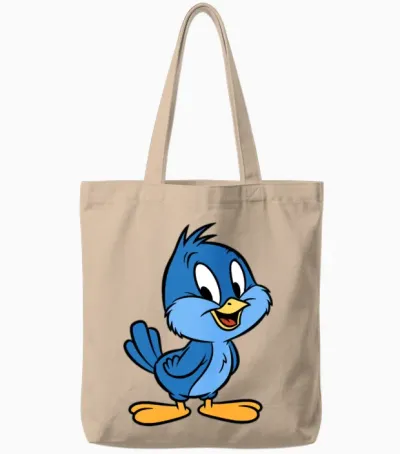 Lil Blue Bird of Happiness Tote Bags - Natural