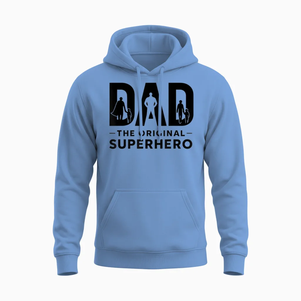 Superdad Papa Super-Héros Drôle Unisex Hoodie in Carolina Blue