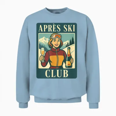 Retro Après Ski Club Ski Holiday Winter Sports Unisex Sweatshirt - Light Blue
