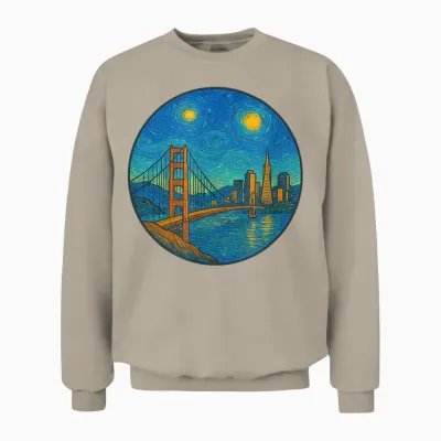 San Francisco San Fran California Bridge - Van Gogh Style Unisex Sweatshirt - Sand