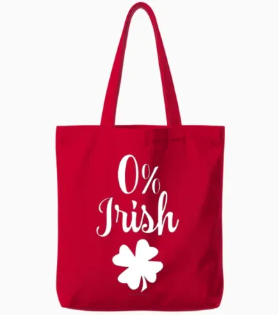 Zero Percent Irish Funny St Patricks Day Tote Bags - Red