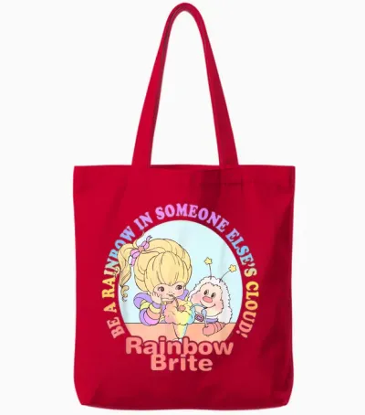 Rainbow Brite Be a Rainbow in Someone Else's Cloud! Logo Tote Bags - Red