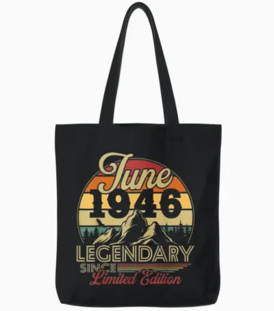 Vintage Cadeau D'anniversaire 80 Ans Pour Né En Juin 1946 Tote Bags - Black