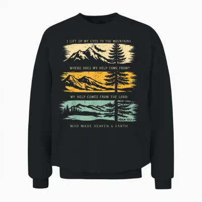 Ich Erhebe Meine Augen Zu Den Bergen Psalm 121 Christian Unisex Sweatshirt - Black