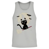 Vintage Witch Cat T-Shirt – Retro Halloween Cat Unisex Tank Top - Ash – 2