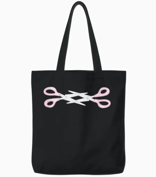 Lesbische Schere Lgbtq+ Pride Sapphic Graphic Cute Lesbisch Tote Bags in Black
