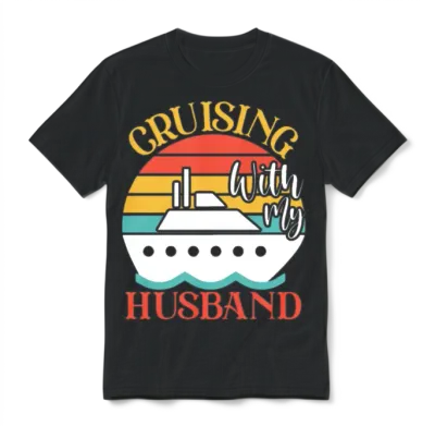 Cute Cruising with My Husband Cruising Cruise Love Unisex T-Shirt - Black