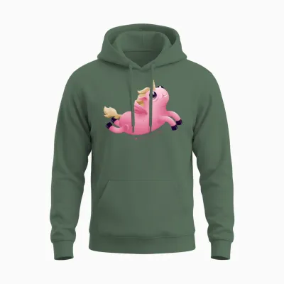 Funny Unicorn Unisex Hoodie - Military Green