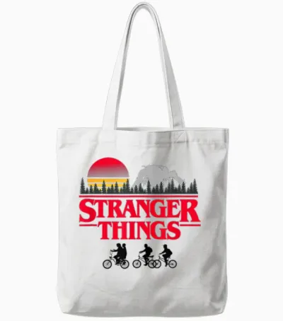 Stranger Things Retro Vintage Sunset Group Bike Silhouettes Tote Bags - White