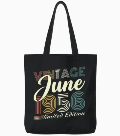 Vintage Juin 1956 Cadeau Anniversaire 70 Ans Hommes Femmes Tote Bags - Black