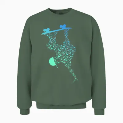 Skateboard Shirts for Boys | Skater Gear Skateboard T-Shirt, Black Unisex Sweatshirt - Military Green
