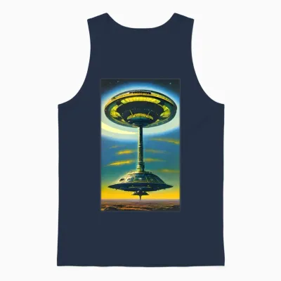 Ufo Retro Visitors Unisex Tank Top - Navy
