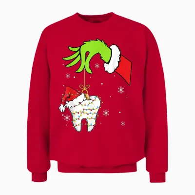 Christmas To-Oth Dentist Dental Assistant Teeth Pajamas Xmas Unisex Sweatshirt - Red