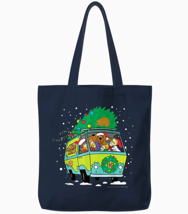 Scooby Doo Christmas Mystery Machine Tote Bags in Navy