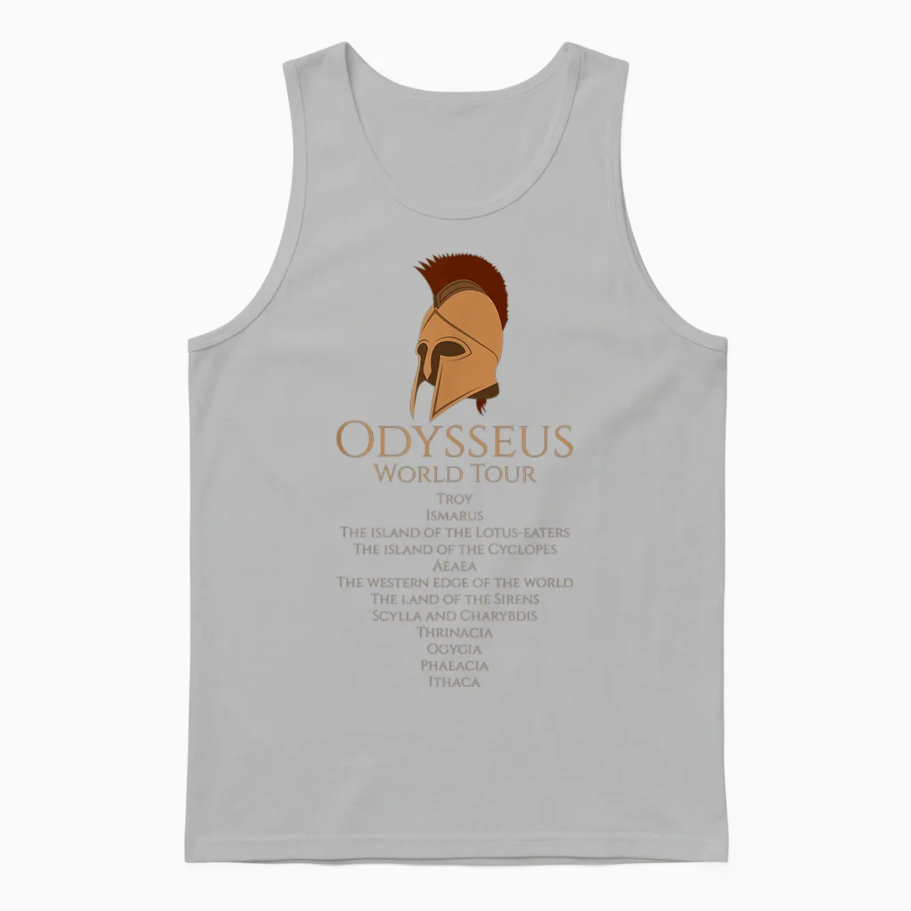 Odysseus World Tour - Ancient Greek Epic Mythlogy Unisex Tank Top in Ash