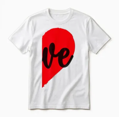 Couple Half Heart Love Funny Valentine's Day Women Men Adult Unisex T-Shirt - White