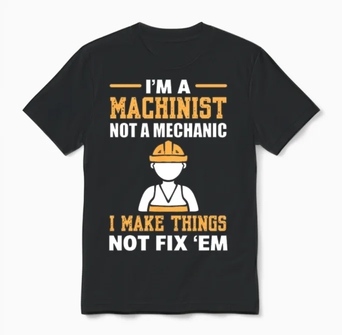 Funny Machinist Manual Machinist Unisex T-Shirt in Black