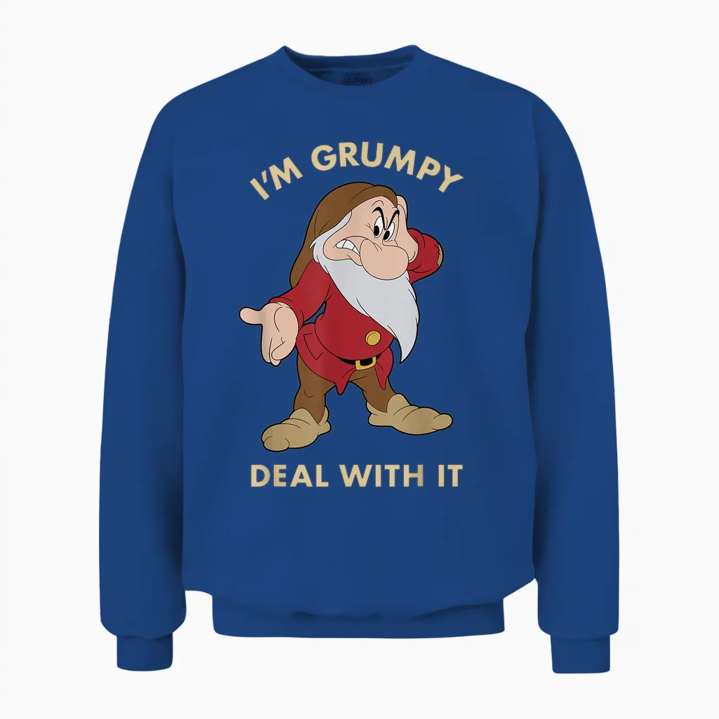 Disney Snow White I'm Grumpy Deal with It Portrait Unisex Sweatshirt in Royal