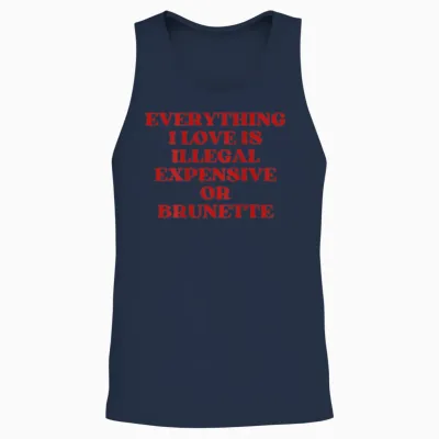 Expensive Gold Brunette (on Back) Unisex Tank Top - Navy