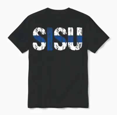 Sisu Finnish Flag Distressed Suomi Unisex T-Shirt - Black