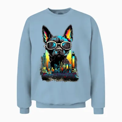Cyberpunk Dog Unisex Sweatshirt - Light Blue