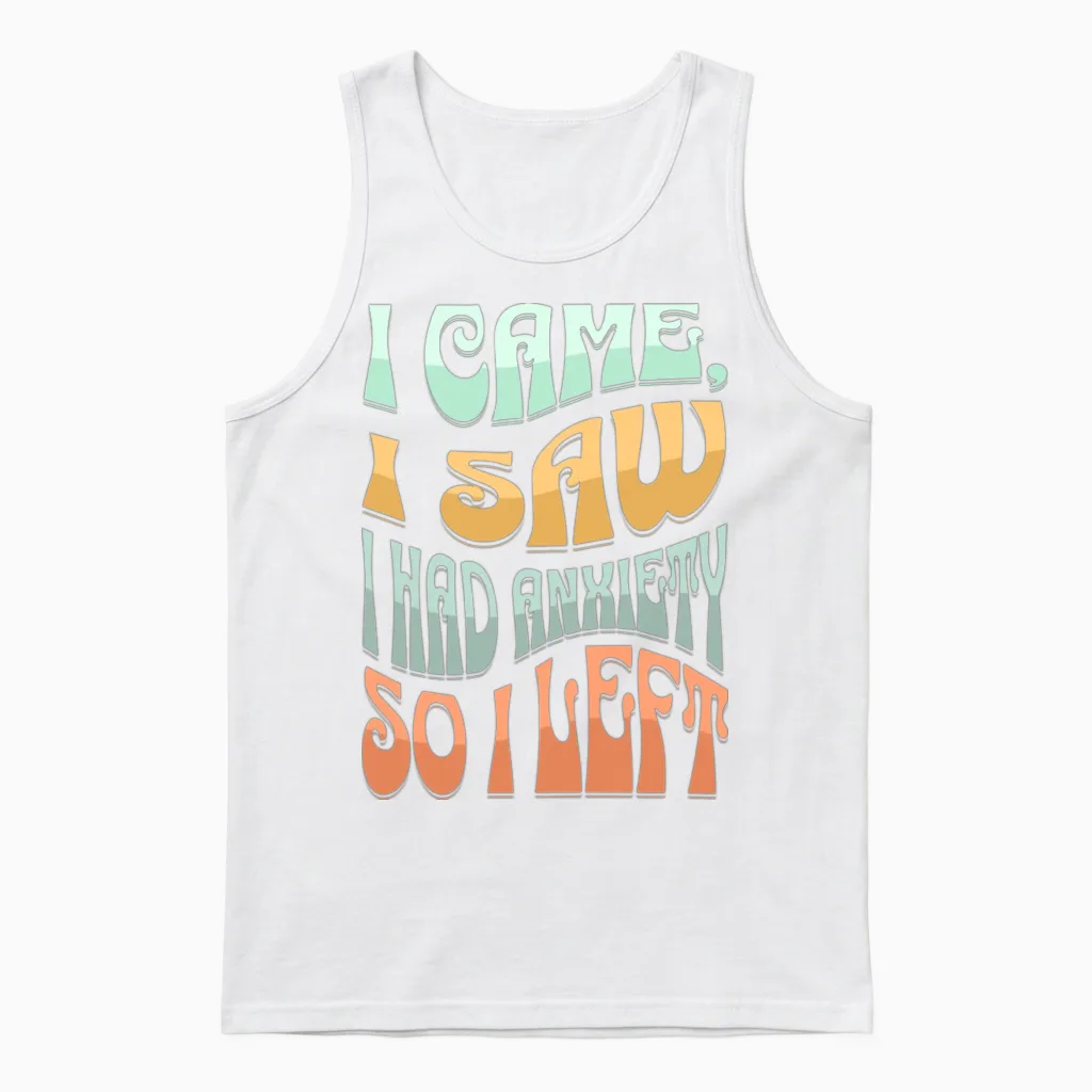 Funny Anxiety Unisex Tank Top in White