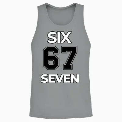 Six Seven Meme Funny of the Fluffy Kid 67 Trend Unisex Tank Top - Sport Grey