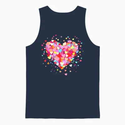 Heart Design Colourful Confetti Hearts Valentine's Day T-Shirt, Black Unisex Tank Top - Navy