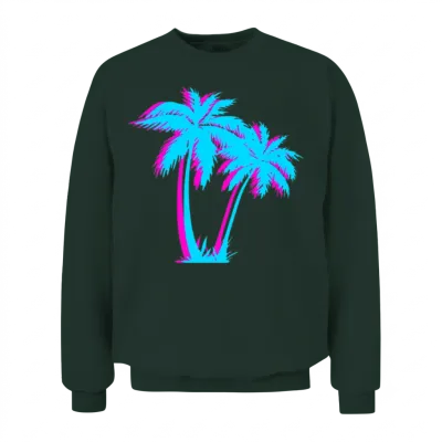 Beach Vaporwave Palm Tree Gift Aesthetic Tropical Unisex Sweatshirt - Forest