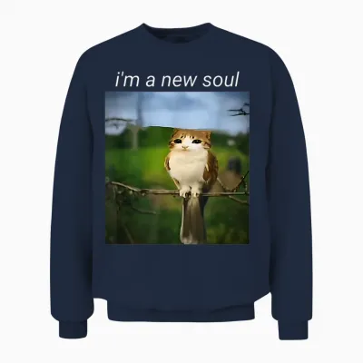 My Spirit Animal Funny Meowl Meme, Cat Owl Meme Brain Red Unisex Sweatshirt - Navy