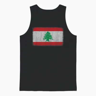 Lebanon Flag Pattern for Men, Women, Unisex Tank Top - Black