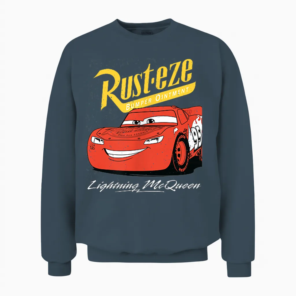 Disney Pixar Cars Lightning Mcqueen Vintage Rusteze Unisex Sweatshirt in Dark Heather