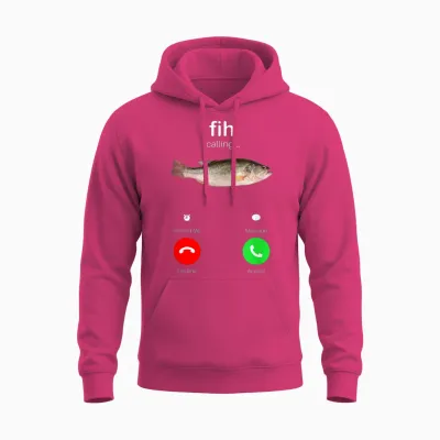 Fih Calling Remind Me Message Reject Phone Call Answer Fish Unisex Hoodie - Heliconia