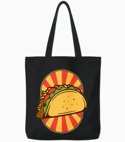 Tacos Funny Cute Taco Lover Cool Retro Food Retro Tote Bags - Black