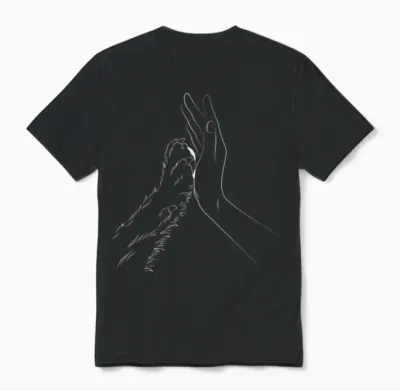 Paw Human Hand Dog Dog Lover Dog Owner T-Shirt, Black Unisex T-Shirt - Black