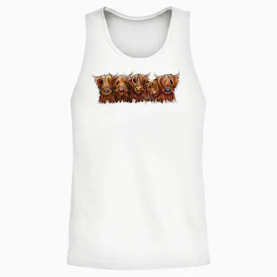 Scottish Highland Cows the Hairy Bunch of Coos Unisex Tank Top - White