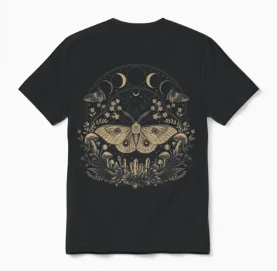 Niedliche Fairycore Motte Therian ästhetische Blumen Für Mädchen Frauen Unisex T-Shirt - Black