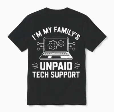 I'm My Family's Unpaid Tech Support Funny Computer Engineer Unisex T-Shirt - Black