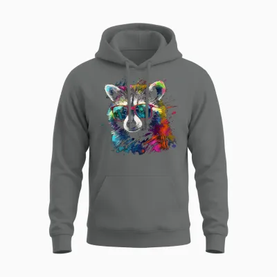 Waschbär Bunte Sonnenbrille - Tiermotiv Kunst Waschbär Unisex Hoodie - Graphite Heather