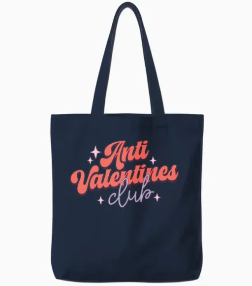 Anti Valentines Club Tote Bags in Navy