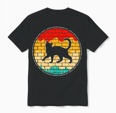 Cat Retro Unisex T-Shirt - Black