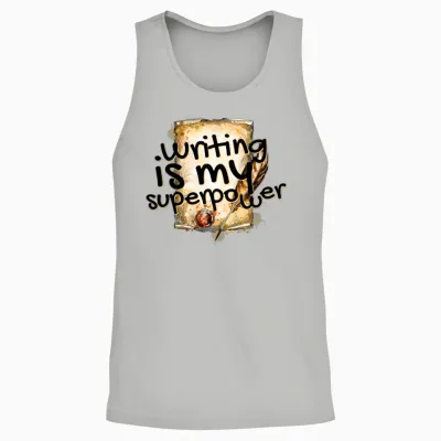 Writing Is My Superpower Unisex Tank Top - Ash