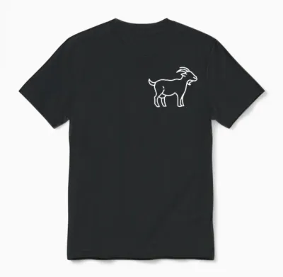 The Pocket Patch Badge Apparel Co. Goat Animal Badge Patch Line Art Icon Outline Gift Unisex T-Shirt - Black
