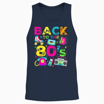 Back to 80's 1980s Vintage Style Eighties Retro Party Unisex Tank Top - Navy